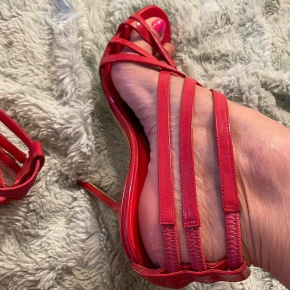 Manolo Blahnik RED Strappy Heels - Picture 13 of 16